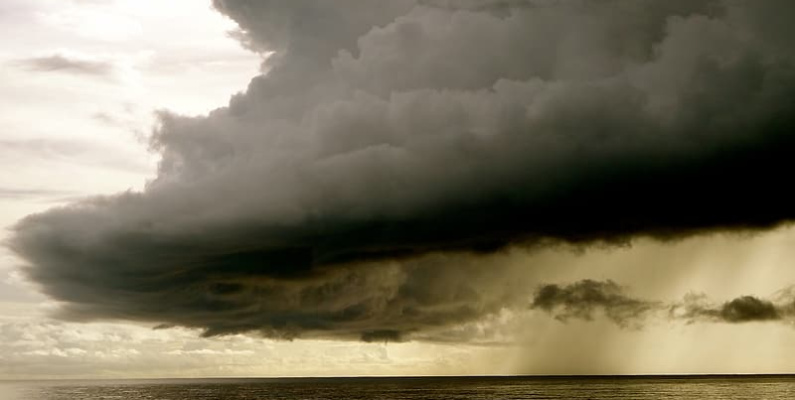 white clouds over the sea