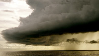 white clouds over the sea